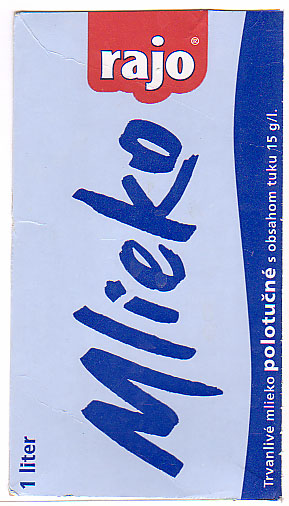 Slowakei: Rajo Mlieko, Trvanlive Mlieko polotucne s obsahom tuku 15 g/l