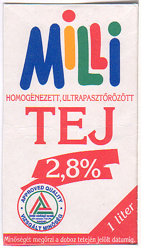 Ungarn: Milli - Tej, homogenezett, ultrapasztrztt