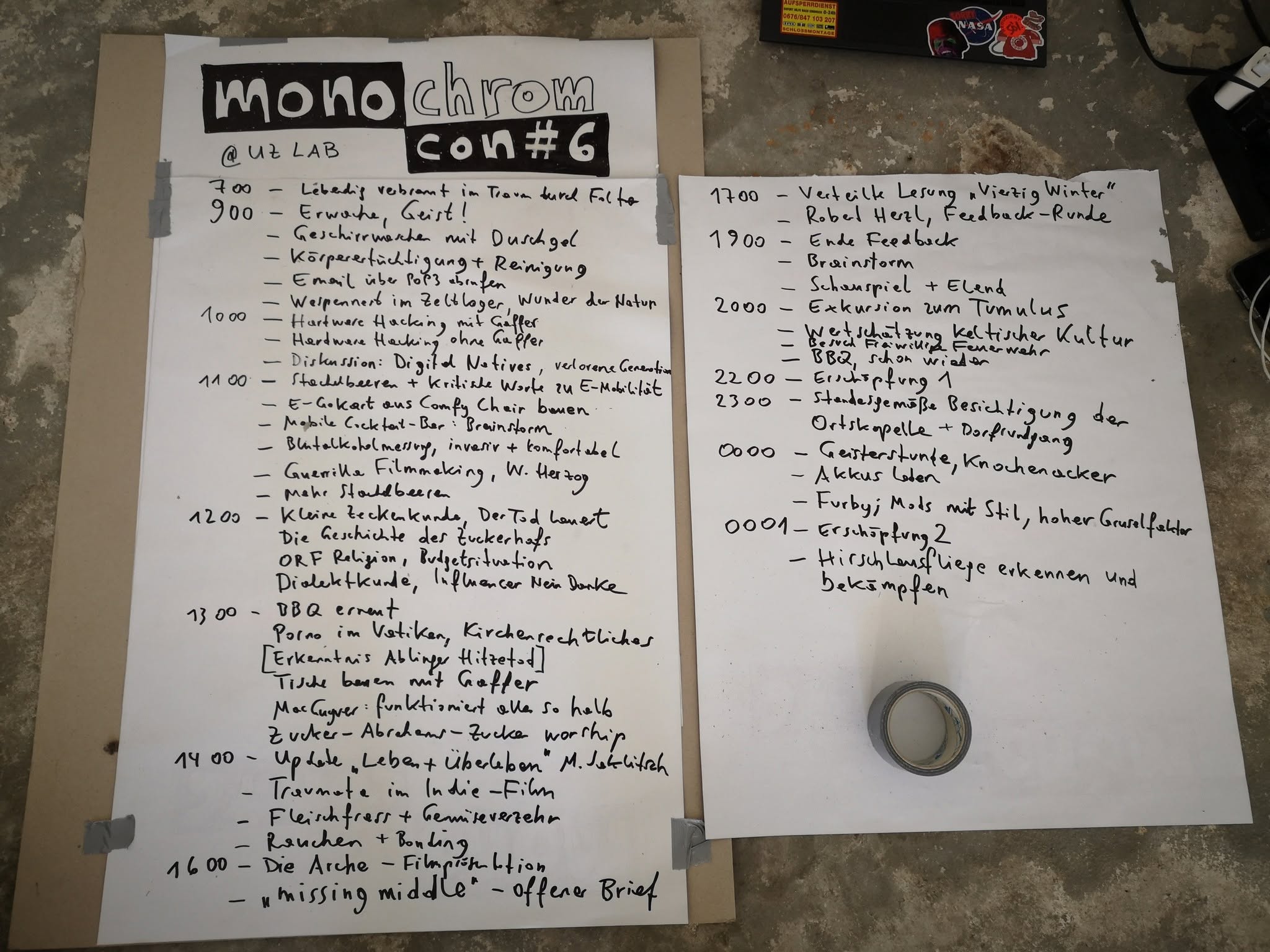monocon #6 session board