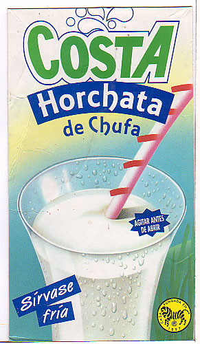 Spanien: Costa - Horchata de Chufa, agitar antes de abrir