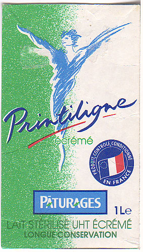 Frankreich: Paturages - Printiligne ecreme Lait, sterilise UHT, longue conservation
